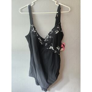 Topanga by T.H.E. Women's Size 20 One Piece Black and White Butterfly Swimsuit